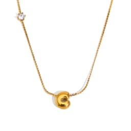 E.B.belle Zircon Bubble 26 Letters Necklace Stacked Jewelry 18K Gold Plated Stainless Steel For Women Charm Hypoallergenic