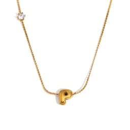 E.B.belle Zircon Bubble 26 Letters Necklace Stacked Jewelry 18K Gold Plated Stainless Steel For Women Charm Hypoallergenic