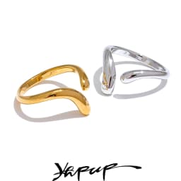 Yhpup Minimalist New Style Stainless Steel Open Chic Adjustable Ring Fashion Thin Finger Korean High Quality Jewelry 18K Golden