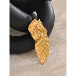 Yhpup Distinctive Stainless Steel Horse Wing Golden Brooches 18K PVD Plated Metal Clothing Accessories Chic Jewelry Wholesale