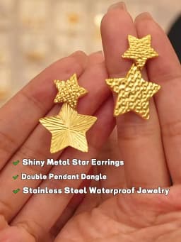 Yhpup New Stainless Steel Pentagram Star Dangle Earrings Bijoux Women Simple Metal Rust Proof Trendy Daily Gold Color Jewelry