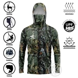 Mens Outdoor Long Sleeve Fishing Clothes UV Clothing Hooded Coat Sunscreen Breathable Anti Mosquito Dry Thin Fishing Shirt