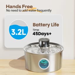 108 oz/3.2L Stainless Steel Cordless 5V Cat Dog Pet Drink Water Fountain Rechargeable Automatic Water Feeder Motion Sensor Bowl