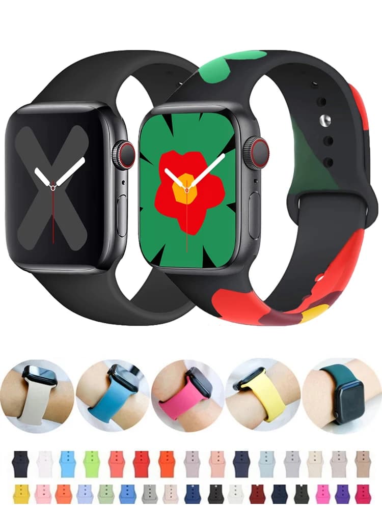 Strap For Apple Watch band 45mm 44mm 41mm 42mm 40mm 49mm 38mm Silicone correa bracelet iWatch series 9 8 5 4 3 8 6 SE 7 Ultra