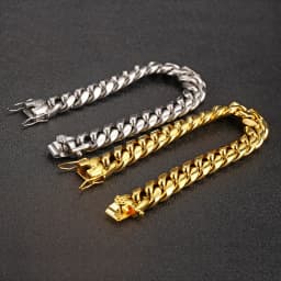 6mm-14mm18k Gold Plated Stainless Steel Cuban Bracelets Curb Cuban Link Chain Bracelets For Hiphop Jewelry
