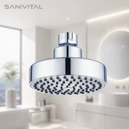 SANIVITAL 360° Rotatable Fixed Rain Shower Head with High-Density Anti-Clog Nozzles Bathroom Replacement