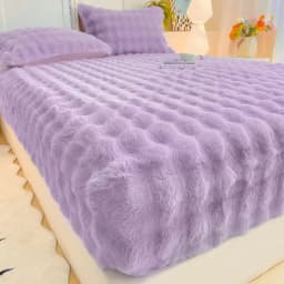 Winter Luxury Warm Faux Fur Fitted Sheet Solid Color Fluffy Soft Long Plush Bed Sheet Set Queen King Thick Padded Mattress Cover