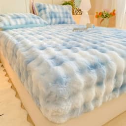 Winter Luxury Warm Faux Fur Fitted Sheet Solid Color Fluffy Soft Long Plush Bed Sheet Set Queen King Thick Padded Mattress Cover