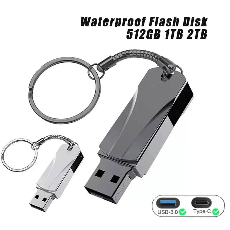 2026 Metal Flash Drive USB 3.0 High Speed Transfer Portable Waterproof U Disk 512GB OTG Pen Drive For Phone Computer Car