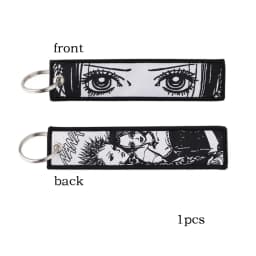 NANA Anime Eye Keychain for Motorcycles and Cars Backpack Manga Key Tag Cartoon Embroidery Key Fobs Bag Keyring Chaveiro Jewelry