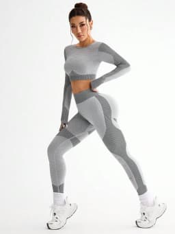 2pcs Hot-selling New Sports Tight Running Breathable Seamless Yoga Suit Women's Outdoor Fitness Suit Women's