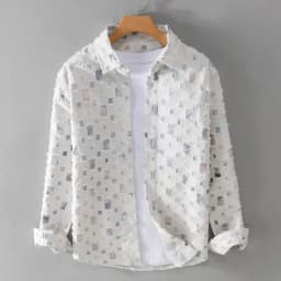 2026 New Men's Plaid Contrasting Color Hole Shirt Coats Vintage 100% Cotton Long-sleeved Loose Casual Blouse Fashion Men Clothes