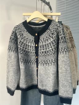 Fair-Isle Retro Jacquard Knitted Cardigan Women Autumn Winter Loose Long Sleeve O-neck Sweater Vintage Color Blocking Knit Coat