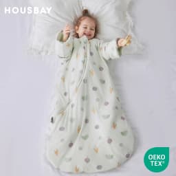 Sleeping Bag For Babies 0-24M Soft Cotton Breathable 2-Ways Zipper Cute Animal Print Baby Sleeping Bag With Removable Sleeves