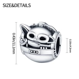 TOP Stars Warsries Yoda Mandalorian Helmet 925 Sterling Silver Charms Beads Fits Original Women's Bracelet DIY Jewelry Hot Gifts