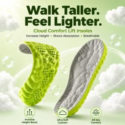 4D Cloud Sport Insoles PU Air Cushion Breathable Shock Absorption Height Increase Shoe Insoles for Men Women Run Walk Sneakers