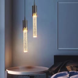 Modern Bedroom Crystal Bubble Pendant Light - Droplet Design Clear Hanging Lamp for Bedside Decorative Suspension Lighting