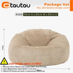 OTAUTAU Flannel/Velvet Bean Bag Chair Cover No Filler Floor Beanbag Sac Pouf Ottoman Single Sofa Frameless Furniture DD025