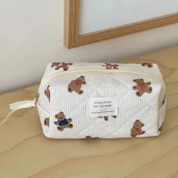 Cute Bear Print Baby Diaper Bag Mommy Makeup Pouch Women's Cosmetic Bag Large Capacity Toiletry Storage Bag Nappy Organizer