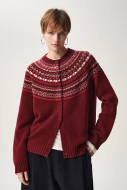 Classic Autumn Winter Woman Sweater Fair Isle Female 100% Merino Wool Knitted Cardigan Cashmere Ladies Long Sleeve Clothing Tops