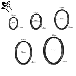 ZS 1 PC 20G Stainless Steel Hoop Earring 6/8/10/12MM Round Stud Earrings CZ Crystal Nose Ring Helix Cartilage Piercings Jewelry
