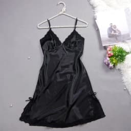 Homewear Lace Bow Women's Pajama Dress Sleeveless Thin Ice Silk Suspender Nightdress Split Party Dress Slim Sling Nightgown Home