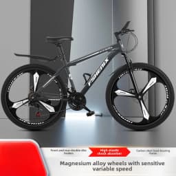 24/26 Inch Mountain Bike with Shock Absorption, Front and Rear Double Disc Brakes, 21-Speed Geared Bicycle