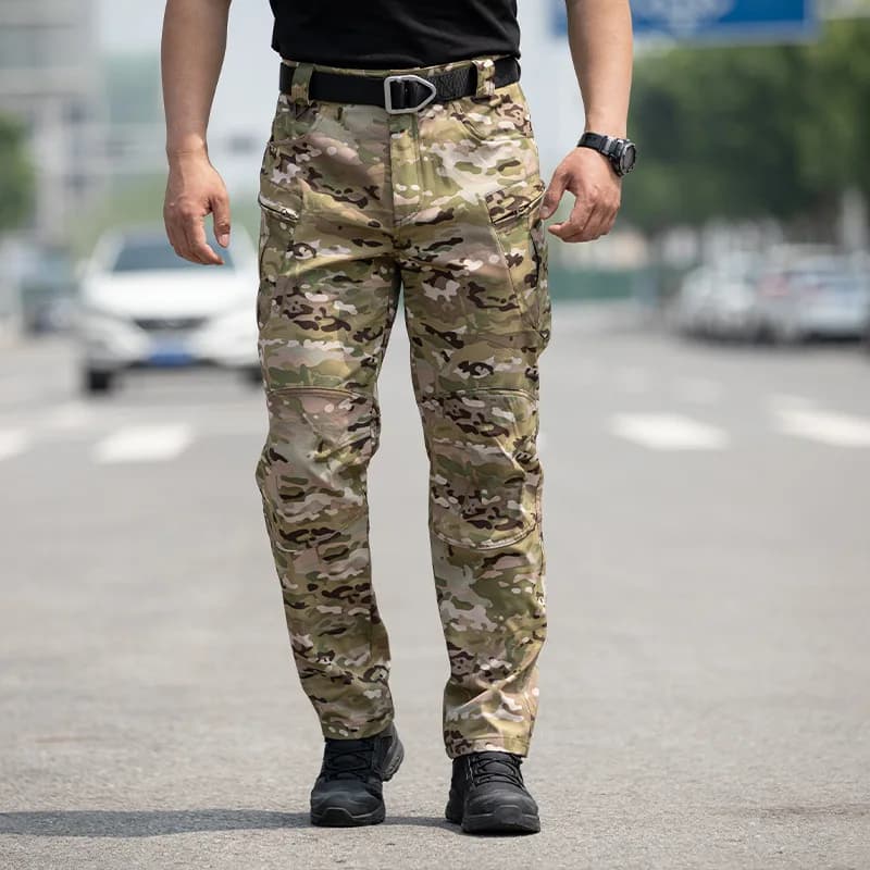 Men Workwear Camouflage Pants with Multiple Pockets Outdoor Site Protective Clothing Wearresistant Dirt Resistant Training Pants