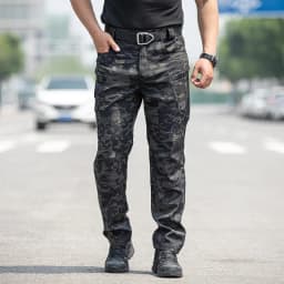 Men Workwear Camouflage Pants with Multiple Pockets Outdoor Site Protective Clothing Wearresistant Dirt Resistant Training Pants