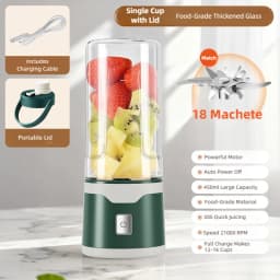 TINSOL Portable Electric Blender 450ml USB Rechargeable Juicer Blender Suitable for Milkshakes, Juice, and Small Food Processing