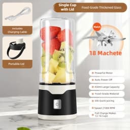 TINSOL Portable Electric Blender 450ml USB Rechargeable Juicer Blender Suitable for Milkshakes, Juice, and Small Food Processing