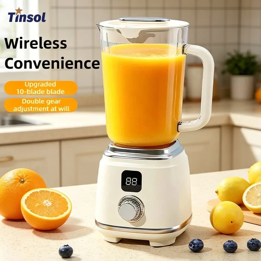 TINSOL New Household Multi-functional Blender with 3000mAh Large-capacity Battery, Ten Blades Extractor Kitchen Utensils