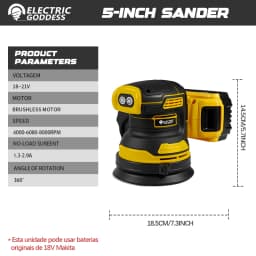 Brushless Sander Disc 8000rpm For Dewalt 20V Battery Cordless Woodworking Sanding Putty Polishing Power Tool 