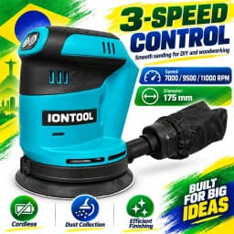 IONTOOL Durable Cordless Orbital Sander 9500rpm For Furniture Veneer Sanding and Edge Banding Smoothing and Surface Polishing