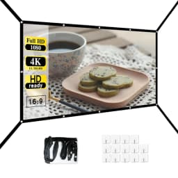 16: 9 Portable Foldable White Soft Screen, 60-150 Inch High-Definition Wall Mounted Extended Projection Screen