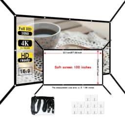 16: 9 Portable Foldable White Soft Screen, 60-150 Inch High-Definition Wall Mounted Extended Projection Screen
