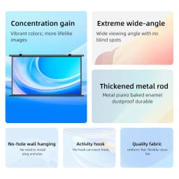 Anti Light Gray Projection Screen No Punch Wall Mount 60/72/84/100/120 Inch Wide View Angle 4K Home Cinema Projector Curtain