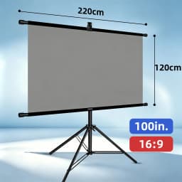 Portable Projector Screen with Tripod Stand 16:9 4K Foldable Projection Screen for Camping Backyard Home Cinema