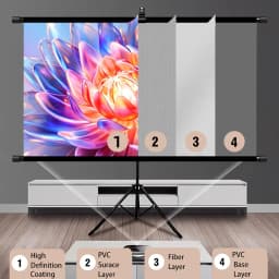 Portable Projector Screen with Tripod Stand 16:9 4K Foldable Projection Screen for Camping Backyard Home Cinema