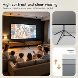 Portable Projector Screen with Tripod Stand 16:9 4K Foldable Projection Screen for Camping Backyard Home Cinema