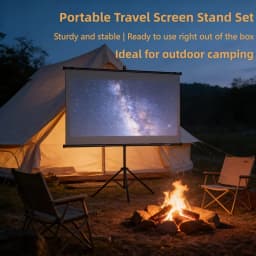Portable Projector Screen with Tripod Stand 16:9 4K Foldable Projection Screen for Camping Backyard Home Cinema