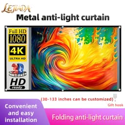 LEJIADA New 16:9 Anti-Light Projector Screen Black Border With Holes Metal Grey Portable ±30° Wide Viewing Angle Home 60-133Inch