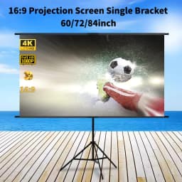 Projector Screen with Single Bracket-4K HD 16:9 Indoor/Outdoor Can Be Used for Theater/Office Backyard Party Theater Screen