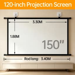 150 Inch 16:9 Wall Mount Projector Screen Polyester Fabric 4K HD Projection Screen For Home Cinema Office Meeting