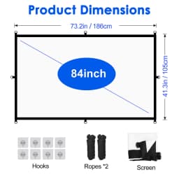 MIXITO Foldable Soft Movie Screen D‑Ring & Hook & Loop Mount, High‑Density 16:9 Projector Screen, for Home Theater Outdoor Party