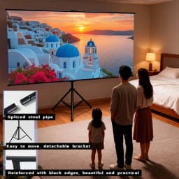 Tripod Projector Screen with Stand 84/100 Inch 16:9 White Foldable Portable Projection Screen for Home Office Outdoor Movie