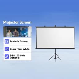 Tripod Projector Screen with Stand 84/100 Inch 16:9 White Foldable Portable Projection Screen for Home Office Outdoor Movie