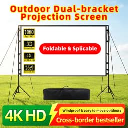 Splicing Double Tripod Fold White No Creases With Carry Bag Front And Back Soft Sided Projection Outdoor Projector Screen