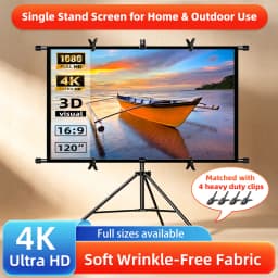 16:9 Single Bracket Wall Mount 2-in-1 Projector Screen 160° Viewing Angle Indoor Outdoor 60/72/84/100/120 Inch with Clips