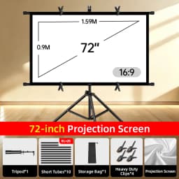16:9 Single Bracket Wall Mount 2-in-1 Projector Screen 160° Viewing Angle Indoor Outdoor 60/72/84/100/120 Inch with Clips